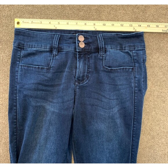 Dear John Rocket Flare Jeans 27 Low Rise Bootcut Whiskered Stretch Y2K Denim - Picture 4 of 9